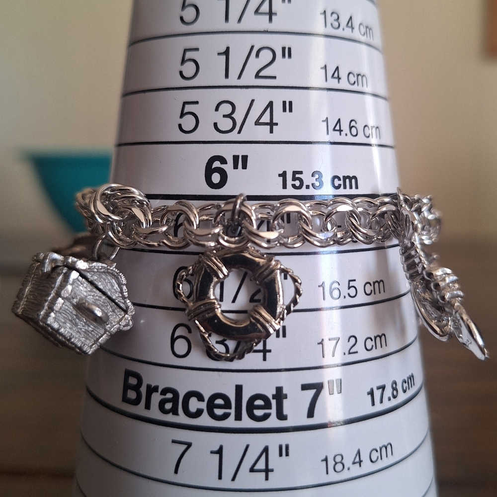 ELCO Nautical Sterling Silver Charm Bracelet 50s-60s - Picture 2 of 12